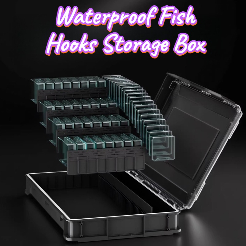 Fishing Hook Box - Portable Waterproof Fish Hooks Storage Box